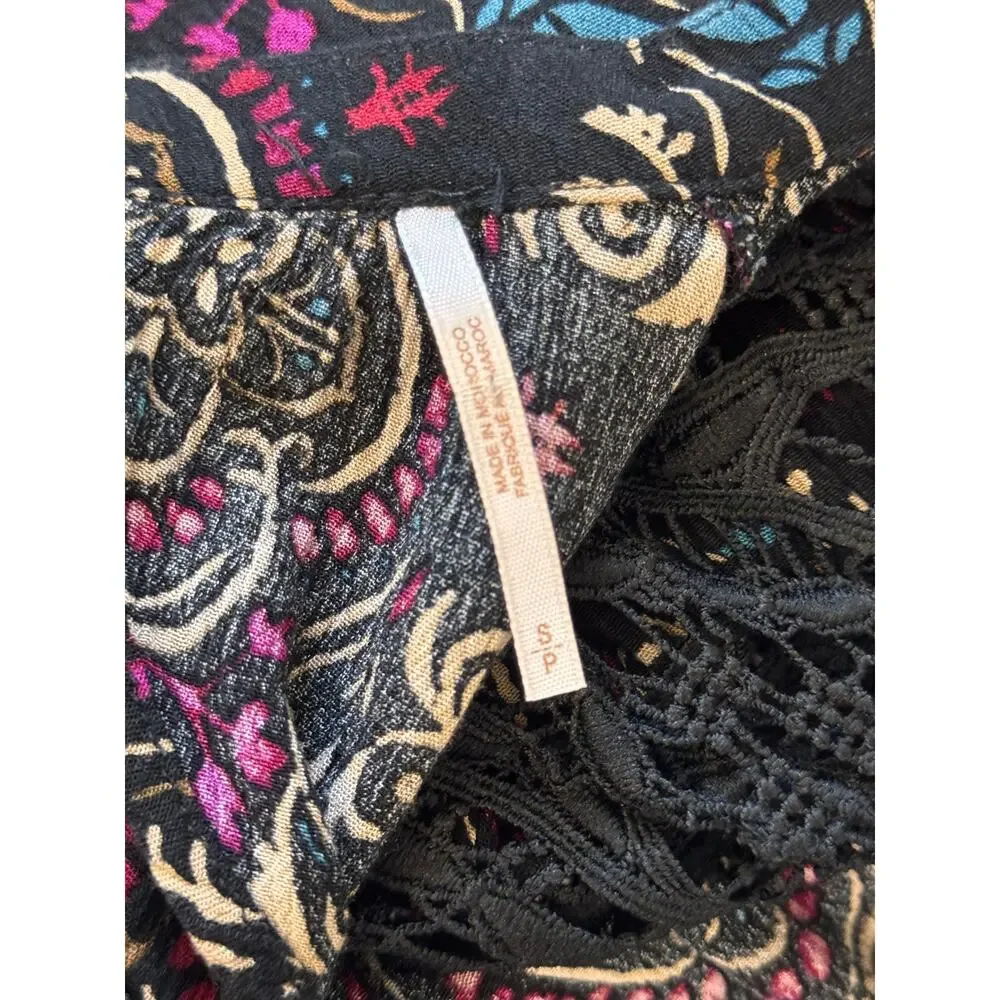 NEW FREE PEOPLE Black Paisley Print Tunic Dress Size S